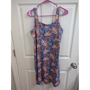 Columbia PFG Freezer III Dress Women Blue Peach Floral Stretch - Size M